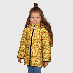 Куртка зимняя для девочки Золотые Биткоины, цвет: 3D-черный — фото 2