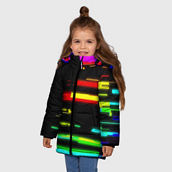 Куртка зимняя для девочки Color fashion glitch, цвет: 3D-черный — фото 2