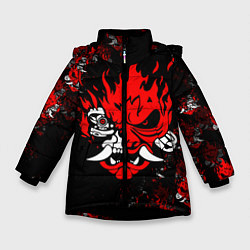 Куртка зимняя для девочки SAMURAI CYBERPUNK 2077 LOGO, цвет: 3D-черный