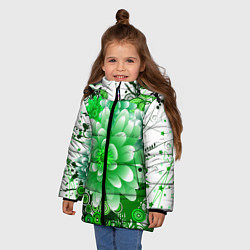 Куртка зимняя для девочки Яркая пышная летняя зелень, цвет: 3D-светло-серый — фото 2