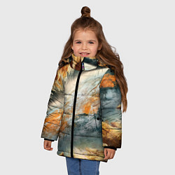 Куртка зимняя для девочки Песчаный Космос, цвет: 3D-черный — фото 2