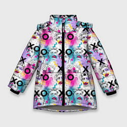 Куртка зимняя для девочки ХО-ХО мем, цвет: 3D-светло-серый