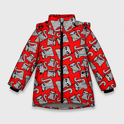 Куртка зимняя для девочки Сворливый Кот, цвет: 3D-светло-серый