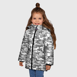 Куртка зимняя для девочки Серый Военный Камуфляж, цвет: 3D-черный — фото 2