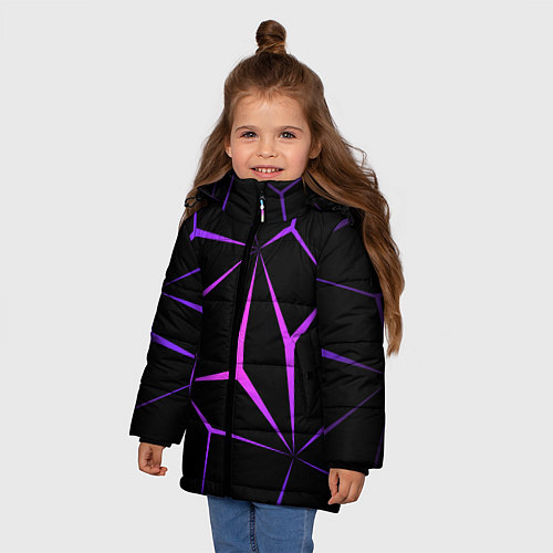 Зимняя куртка для девочки НЕОНОВАЯ ГЕОМЕТРИЯ - NEON / 3D-Светло-серый – фото 3