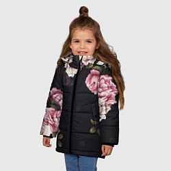 Куртка зимняя для девочки РОЗЫ И ПИОНЫ, цвет: 3D-светло-серый — фото 2