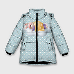 Куртка зимняя для девочки Спящий кролик, цвет: 3D-черный