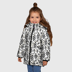 Куртка зимняя для девочки Флажки для Автогонок, цвет: 3D-черный — фото 2