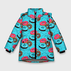 Куртка зимняя для девочки Яркие пончики, цвет: 3D-светло-серый