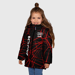 Куртка зимняя для девочки Audi: Красные линии, цвет: 3D-красный — фото 2