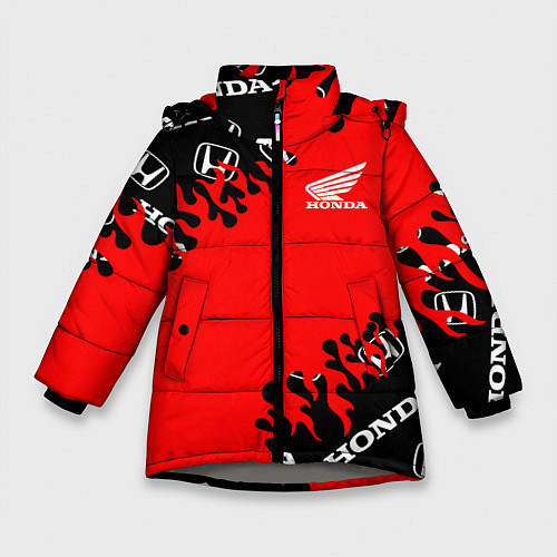 Зимняя куртка для девочки Honda нарисованный огонь / 3D-Светло-серый – фото 1
