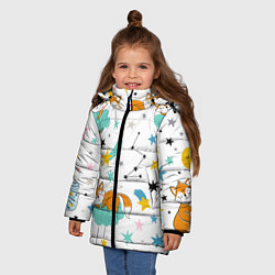 Куртка зимняя для девочки Спящие лисята, цвет: 3D-светло-серый — фото 2