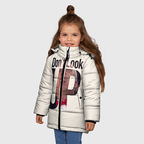 Зимняя куртка для девочки Dont look upНе смотри на вверх / 3D-Светло-серый – фото 3