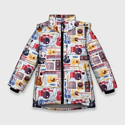 Куртка зимняя для девочки Рок Музыкант, цвет: 3D-светло-серый