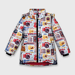 Куртка зимняя для девочки Рок Музыкант, цвет: 3D-красный
