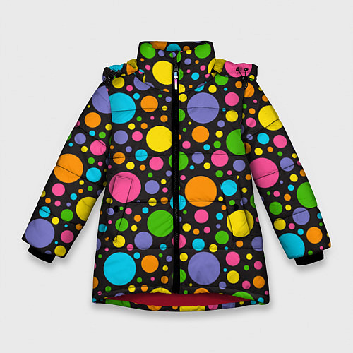 Зимняя куртка для девочки Радужный горошек / 3D-Красный – фото 1