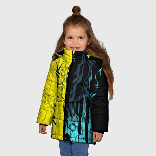 Зимняя куртка для девочки CYBERPUNK 2077 Логотип / 3D-Светло-серый – фото 3