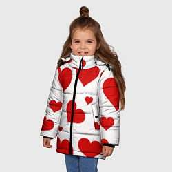 Куртка зимняя для девочки Красные сердечки Heart, цвет: 3D-красный — фото 2