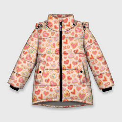 Куртка зимняя для девочки День Святого Валентина, цвет: 3D-светло-серый