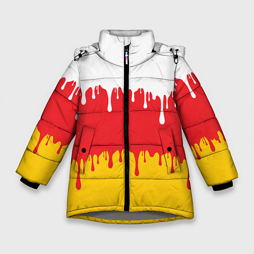 Зимняя куртка для девочки Северная Осетия Алания потёки / 3D-Светло-серый – фото 1