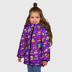 Куртка зимняя для девочки Особые редкие значки Бравл Пины фиолетовый фон Bra, цвет: 3D-светло-серый — фото 2