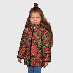 Куртка зимняя для девочки Букет алых роз, цвет: 3D-светло-серый — фото 2