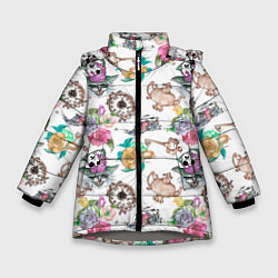 Куртка зимняя для девочки Страна чудес паттерн, цвет: 3D-светло-серый