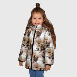 Куртка зимняя для девочки Маленький котенок паттерн, цвет: 3D-светло-серый — фото 2