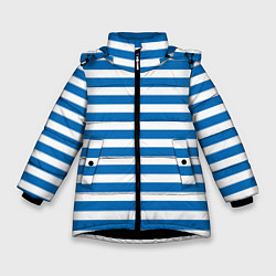 Куртка зимняя для девочки ТЕЛЬНЯШКА ВДВ В ПОЛОСКУ, цвет: 3D-черный