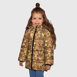 Куртка зимняя для девочки Творческий камуфляж в военном стиле, цвет: 3D-черный — фото 2