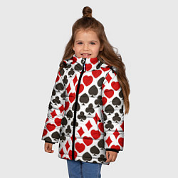 Куртка зимняя для девочки Карточные Масти Card Suits, цвет: 3D-черный — фото 2