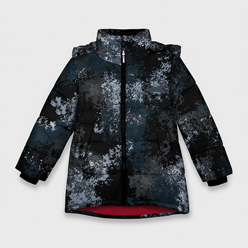 Зимняя куртка для девочки Камуфляж ночной Ниндзя / 3D-Красный – фото 1