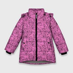 Куртка зимняя для девочки Узор тюльпанов, цвет: 3D-светло-серый