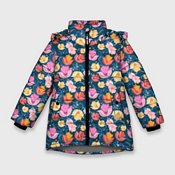 Куртка зимняя для девочки Поле цветов, цвет: 3D-светло-серый