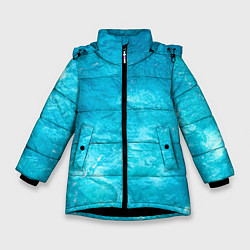 Куртка зимняя для девочки Голубой океан Голубая вода, цвет: 3D-черный