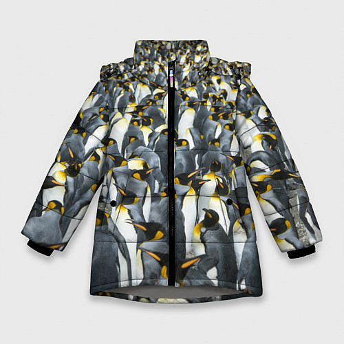 Зимняя куртка для девочки Пингвины Penguins / 3D-Светло-серый – фото 1