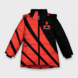 Куртка зимняя для девочки Митсубиси Mitsubishi Спорт, цвет: 3D-красный