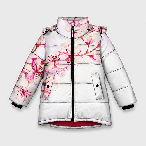 Зимняя куртка для девочки Распустившаяся весна / 3D-Красный – фото 1