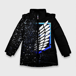 Куртка зимняя для девочки АТАКА ТИТАНОВ Attack on Titan брызги краски, цвет: 3D-черный