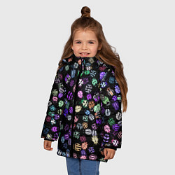 Куртка зимняя для девочки Неоновые жуки, цвет: 3D-светло-серый — фото 2