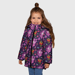 Куртка зимняя для девочки Чудик и цветочки, цвет: 3D-красный — фото 2