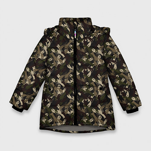 Зимняя куртка для девочки Раки камуфляж / 3D-Светло-серый – фото 1