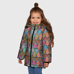 Куртка зимняя для девочки Мандалы Текстура, цвет: 3D-красный — фото 2