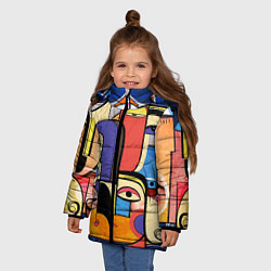 Куртка зимняя для девочки Глазки - арт, цвет: 3D-черный — фото 2