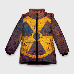 Куртка зимняя для девочки Радиактивно!, цвет: 3D-черный