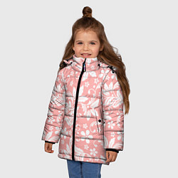 Куртка зимняя для девочки Белый цветочный узор, цвет: 3D-черный — фото 2