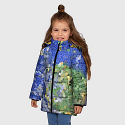 Куртка зимняя для девочки Планета Земля - пиксельный рисунок, цвет: 3D-красный — фото 2