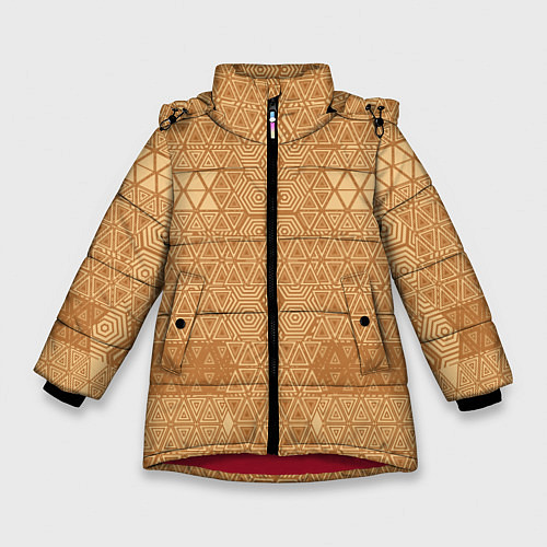 Зимняя куртка для девочки Геометрический узор абстрактный ритм / 3D-Красный – фото 1