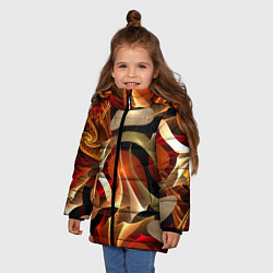 Куртка зимняя для девочки Абстрактные цифровые спирали, цвет: 3D-черный — фото 2