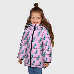Куртка зимняя для девочки Ананасовый неон, цвет: 3D-черный — фото 2